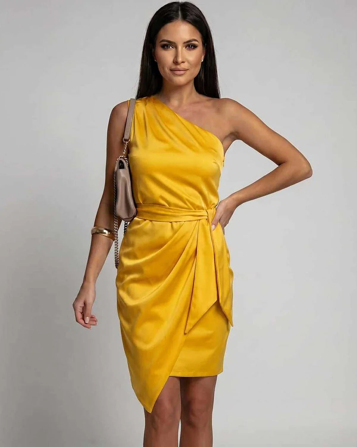 Beige,pink,black,yellow Cotton Boat Neck Sleeveless Midi Dress | Gala Nights & Cocktail Parties, front view | Ramblion