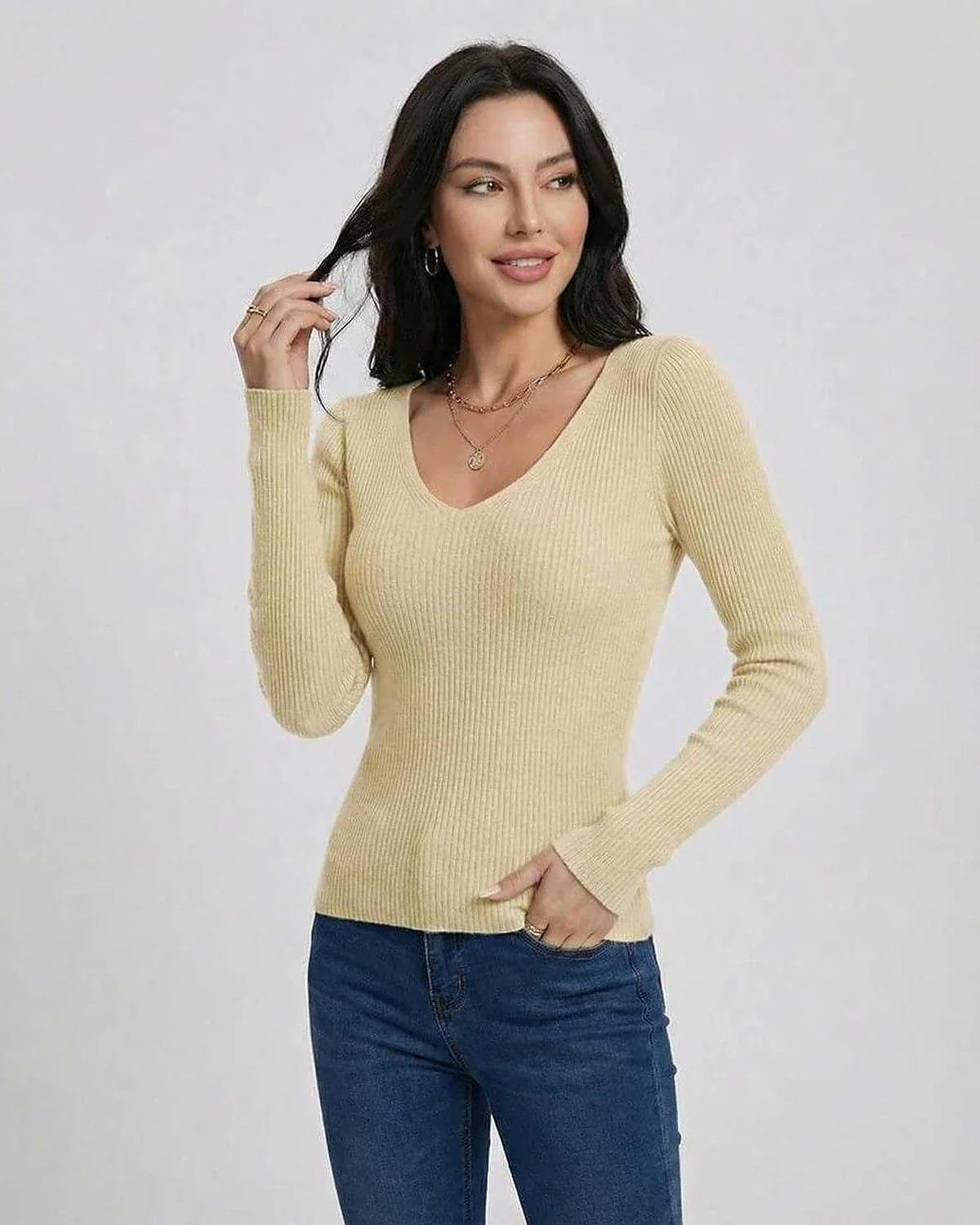 Beige Pullover, front view | Ramblion | SKU: VP-31648-BEIGE-L-2331,VP-31648-BEIGE-M-7332,VP-31648-BEIGE-S-207,VP-31648-BEIGE-XL-4303,VP-31648-BEIGE-XS-8153