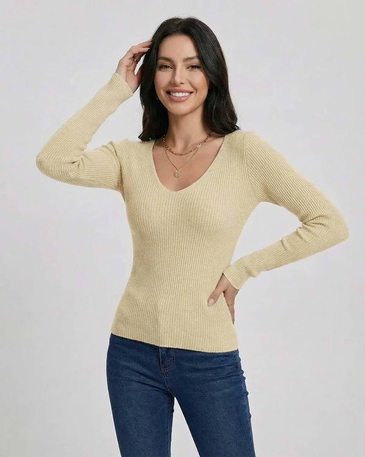 Beige Pullover, front view | Ramblion | SKU: VP-31648-BEIGE-L-2331,VP-31648-BEIGE-M-7332,VP-31648-BEIGE-S-207,VP-31648-BEIGE-XL-4303,VP-31648-BEIGE-XS-8153