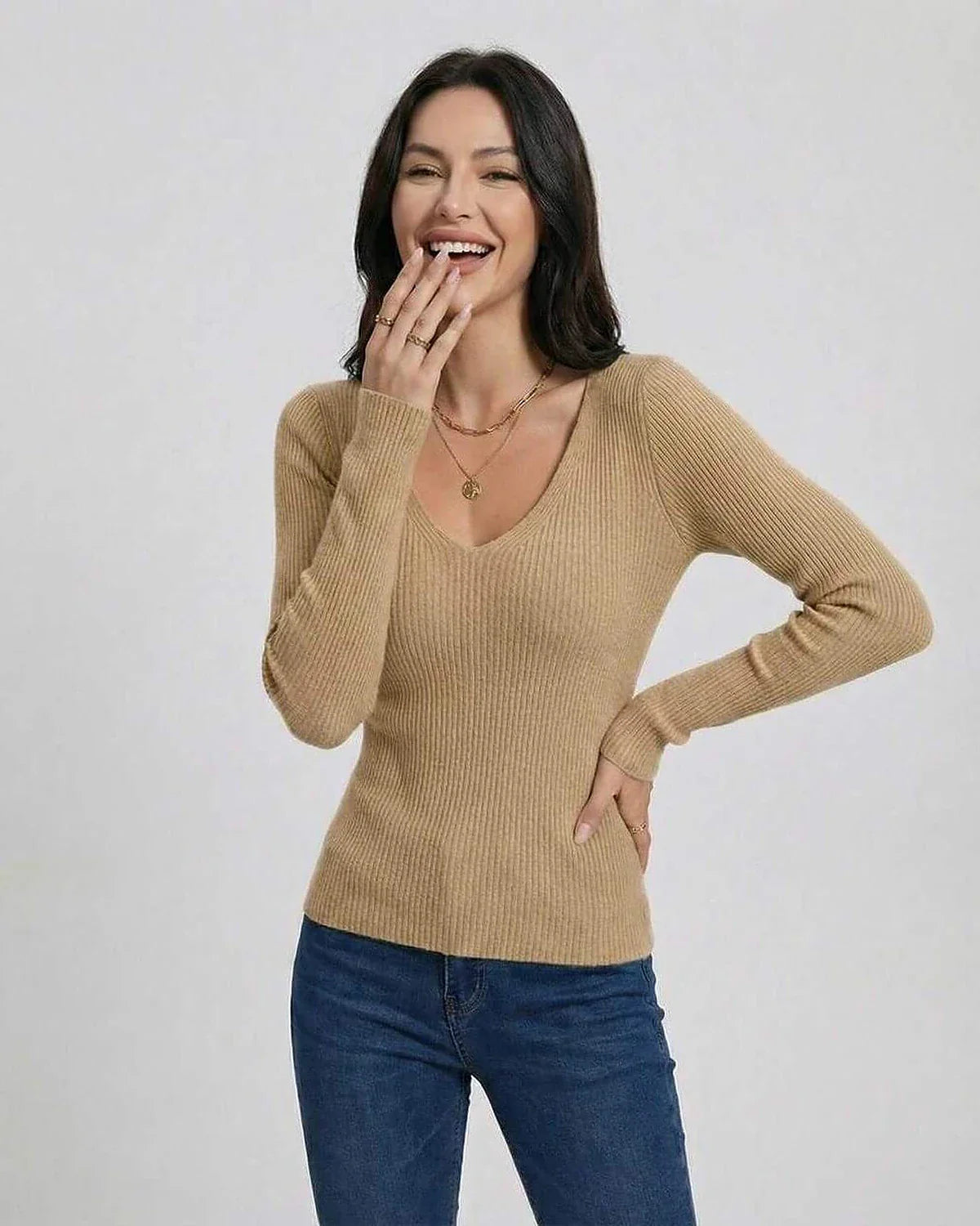 Beige Pullover, front view | Ramblion | SKU: SP-28451-CAMEL-L-1101,SP-28451-CAMEL-M-1757,SP-28451-CAMEL-S-3339,SP-28451-CAMEL-XL-9588,SP-28451-CAMEL-XS-8436