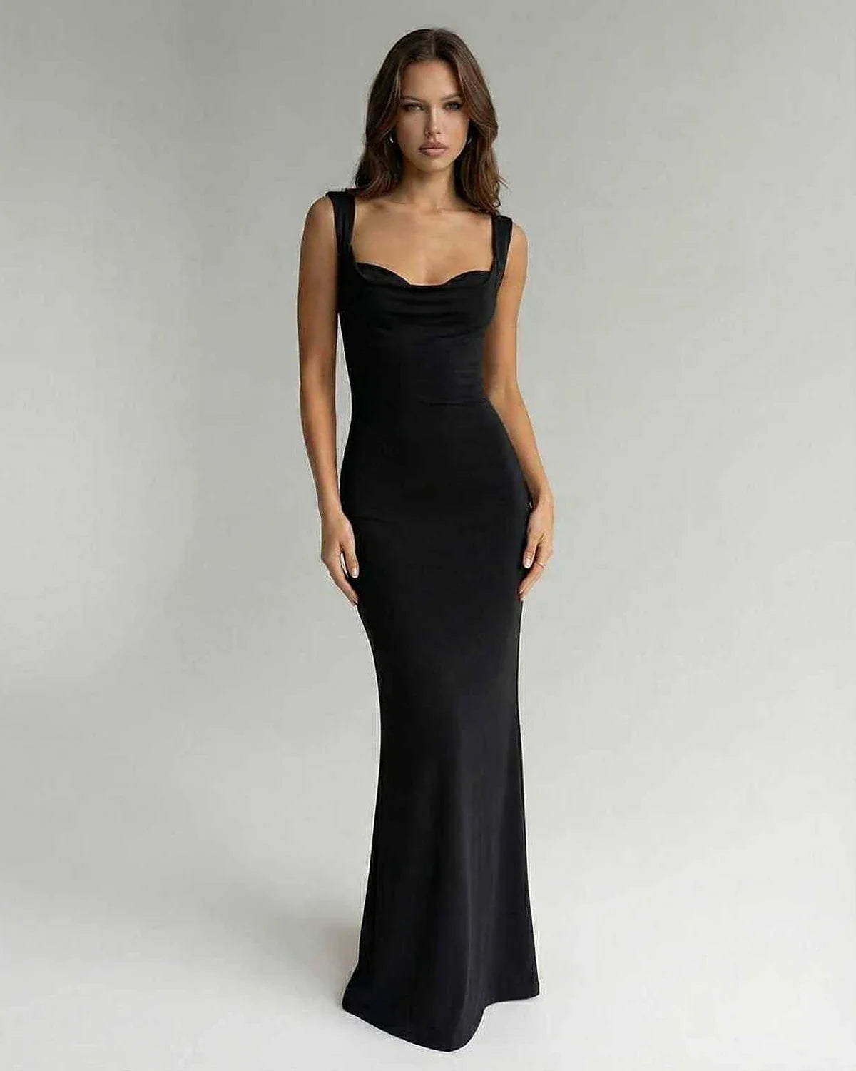 Black Satin Bodycon Sweetheart Sleeveless Maxi Dress | Formal Events, Cocktail Parties, Everyday Wear & Casual Outings, front | SKU: OMD-582746391-black-L-8039,OMD-582746391-black-M-9309,OMD-582746391-black-S-9872,OMD-582746391-black-XL-1776,OMD-582746391-black-XS-3660