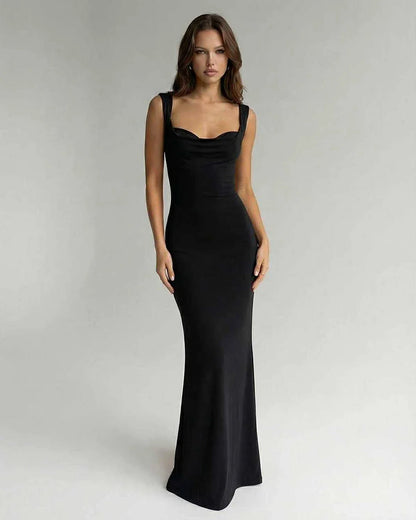 Black Satin Bodycon Sweetheart Sleeveless Maxi Dress | Formal Events, Cocktail Parties, Everyday Wear & Casual Outings, front | SKU: OMD-582746391-black-L-8039,OMD-582746391-black-M-9309,OMD-582746391-black-S-9872,OMD-582746391-black-XL-1776,OMD-582746391-black-XS-3660