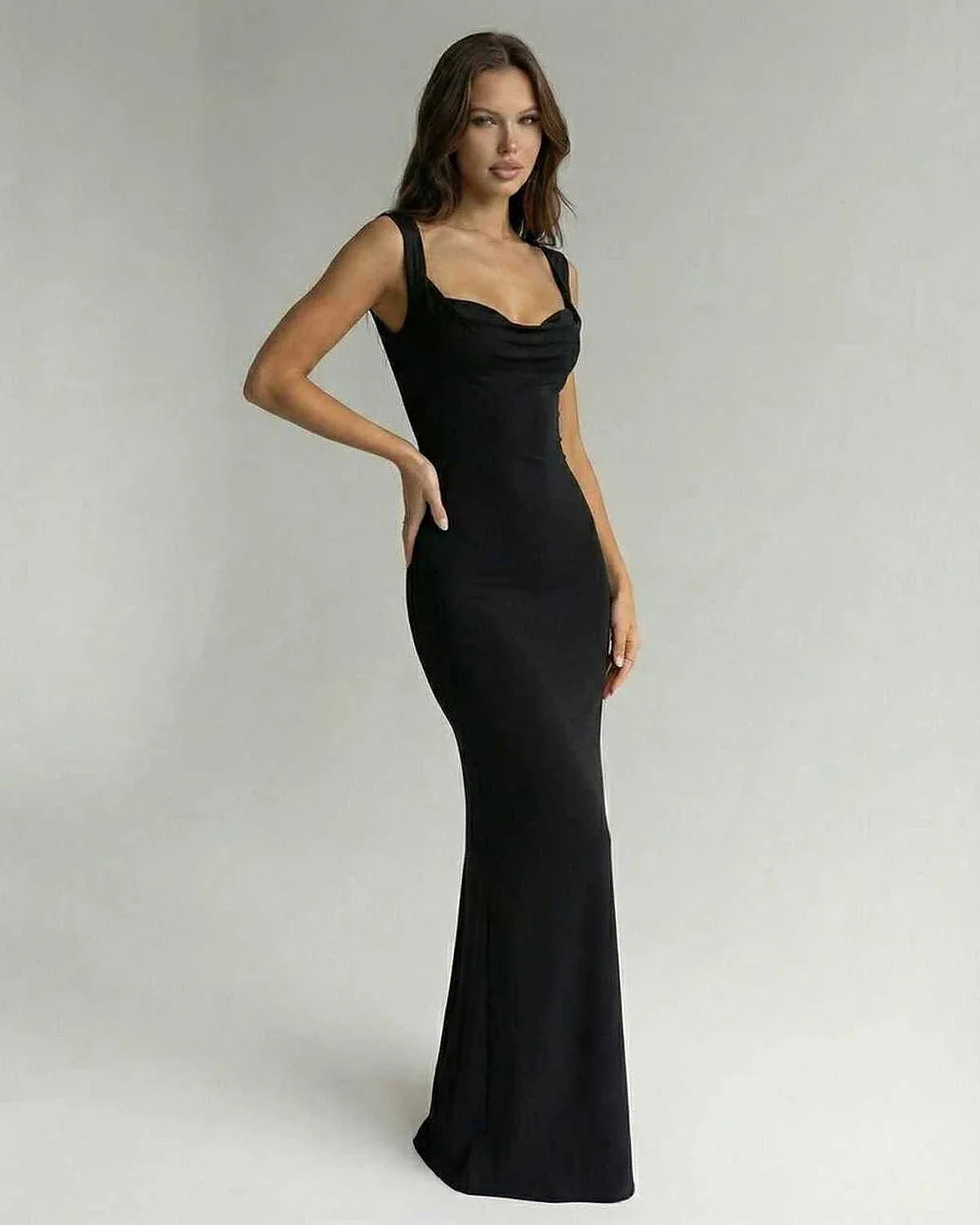 Black Satin Bodycon Sweetheart Sleeveless Maxi Dress | Formal Events, Cocktail Parties, Everyday Wear & Casual Outings, front | SKU: OMD-582746391-black-L-8039,OMD-582746391-black-M-9309,OMD-582746391-black-S-9872,OMD-582746391-black-XL-1776,OMD-582746391-black-XS-3660