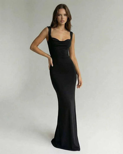 Black Satin Bodycon Sweetheart Sleeveless Maxi Dress | Formal Events, Cocktail Parties, Everyday Wear & Casual Outings, front | SKU: OMD-582746391-black-L-8039,OMD-582746391-black-M-9309,OMD-582746391-black-S-9872,OMD-582746391-black-XL-1776,OMD-582746391-black-XS-3660