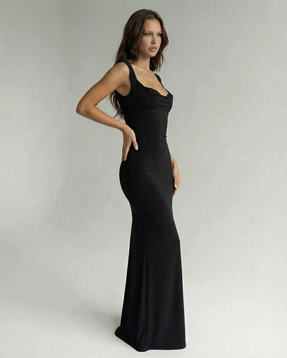 Black Satin Bodycon Sweetheart Sleeveless Maxi Dress | Formal Events, Cocktail Parties, Everyday Wear & Casual Outings, side | SKU: OMD-582746391-black-L-8039,OMD-582746391-black-M-9309,OMD-582746391-black-S-9872,OMD-582746391-black-XL-1776,OMD-582746391-black-XS-3660