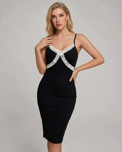 Black Bodycon Round Neck Sleeveless Midi Dress | Gala Nights & Cocktail Hour, front view | Ramblion | SKU: CMD-48372-black-L-9154,CMD-48372-black-M-5199,CMD-48372-black-S-7063,CMD-48372-black-XL-8560,CMD-48372-black-XS-2170