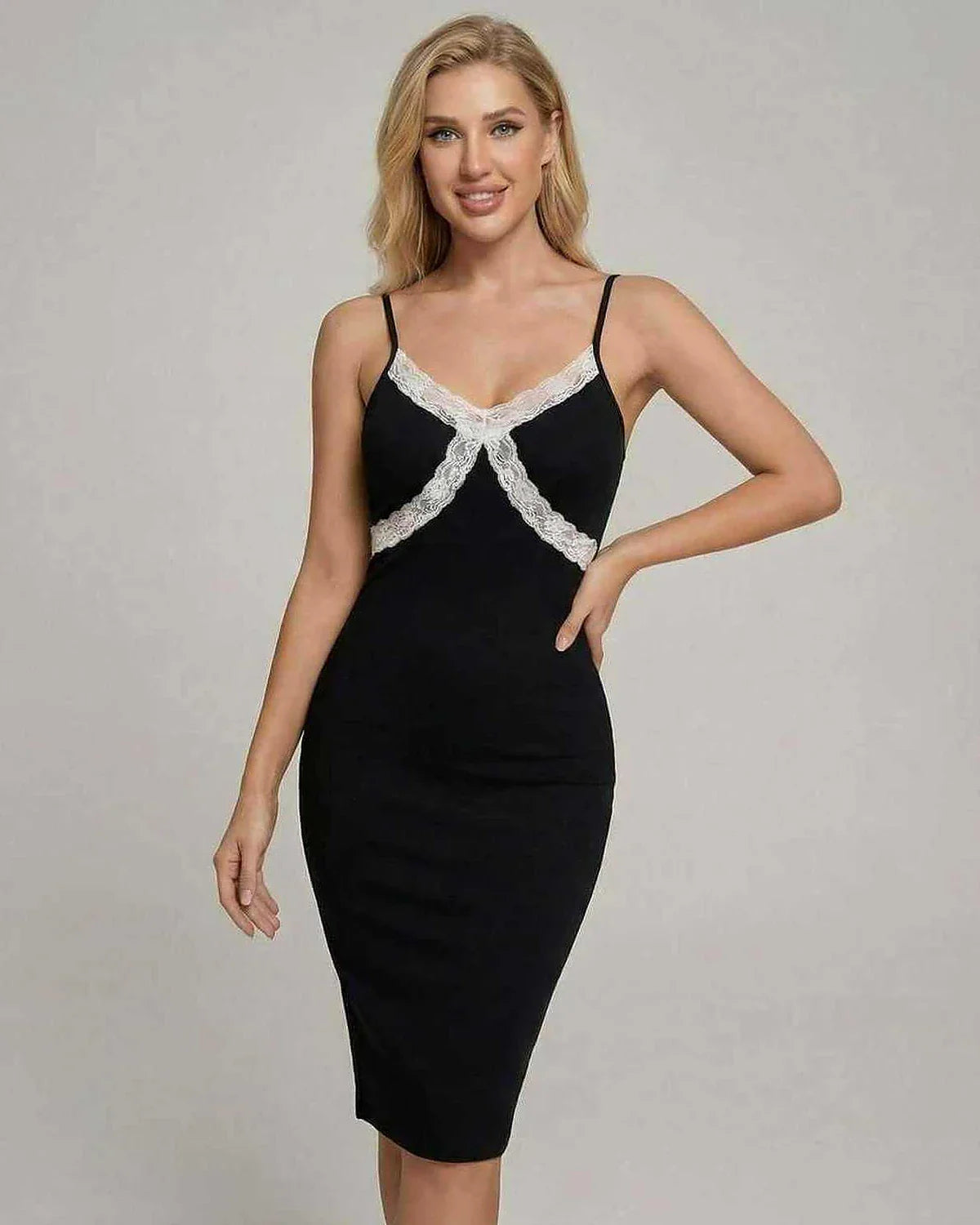 Black Bodycon Round Neck Sleeveless Midi Dress | Gala Nights & Cocktail Hour, front view | Ramblion | SKU: CMD-48372-black-L-9154,CMD-48372-black-M-5199,CMD-48372-black-S-7063,CMD-48372-black-XL-8560,CMD-48372-black-XS-2170