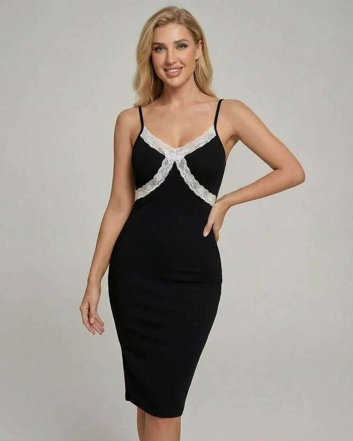 Black Bodycon Round Neck Sleeveless Midi Dress | Gala Nights & Cocktail Hour, front view | Ramblion | SKU: CMD-48372-black-L-9154,CMD-48372-black-M-5199,CMD-48372-black-S-7063,CMD-48372-black-XL-8560,CMD-48372-black-XS-2170