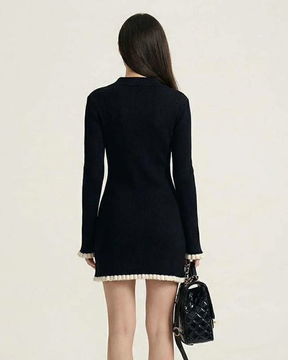 Black Bodycon V-Neck Long Sleeve Mini Dress | Formal Occasions, Party Nights & Brunch, back view | Ramblion | SKU: CMD-58291-black-L-7188-1142,CMD-58291-black-M-5523-6664,CMD-58291-black-S-1228-8149,CMD-58291-black-XL-444-3442,CMD-58291-black-XS-5529-1881