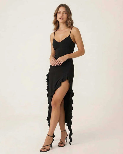 Black Bodycon V-Neck Sleeveless Midi Dress | Black-Tie Events, Evening Parties & Daily Wear, front view | Ramblion | SKU: OMD-481927364-black-L-3944,OMD-481927364-black-M-3358,OMD-481927364-black-S-5232,OMD-481927364-black-XL-1150,OMD-481927364-black-XS-4844
