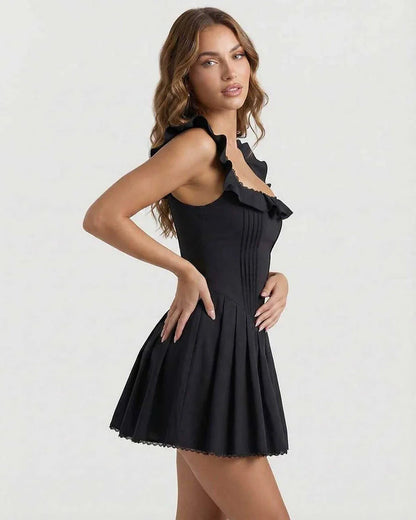 Black Cotton Bodycon Square Neck Sleeveless Mini Dress | Formal Occasions & Celebrations, side view | Ramblion | SKU: SMD-41928-black-L-7595,SMD-41928-black-M-1515,SMD-41928-black-S-5727,SMD-41928-black-XL-3758,SMD-41928-black-XS-8522