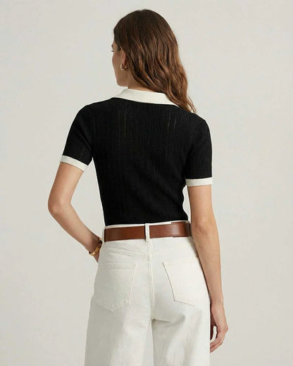 Black Cotton Polo, back view | Ramblion | SKU: SPS-48291-black-L-5001,SPS-48291-black-M-6616,SPS-48291-black-S-8604,SPS-48291-black-XL-3528,SPS-48291-black-XS-8273