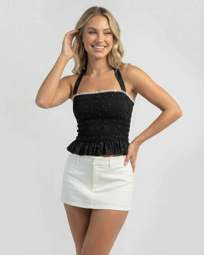 Black Cotton Top, front view | Ramblion | SKU: LT-68247-black-L-9956,LT-68247-black-M-3241,LT-68247-black-S-6692,LT-68247-black-XL-4586,LT-68247-black-XS-2640