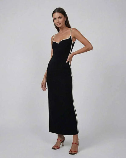Black Mesh Sheath Sweetheart Spaghetti Strap Midi Dress | Formal Events & Cocktail Hour, front view | Ramblion | SKU: OMD-47285-black-L-6521,OMD-47285-black-M-6750,OMD-47285-black-S-9871,OMD-47285-black-XL-4205,OMD-47285-black-XS-2023