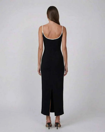 Black Mesh Sheath Sweetheart Spaghetti Strap Midi Dress | Formal Events & Cocktail Hour, back view | Ramblion | SKU: OMD-47285-black-L-6521,OMD-47285-black-M-6750,OMD-47285-black-S-9871,OMD-47285-black-XL-4205,OMD-47285-black-XS-2023