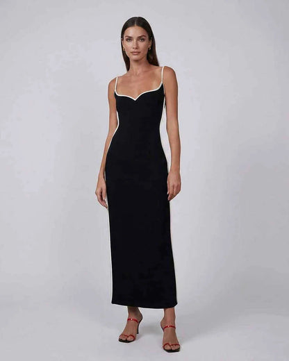 Black Mesh Sheath Sweetheart Spaghetti Strap Midi Dress | Formal Events & Cocktail Hour, front view | Ramblion | SKU: OMD-47285-black-L-6521,OMD-47285-black-M-6750,OMD-47285-black-S-9871,OMD-47285-black-XL-4205,OMD-47285-black-XS-2023
