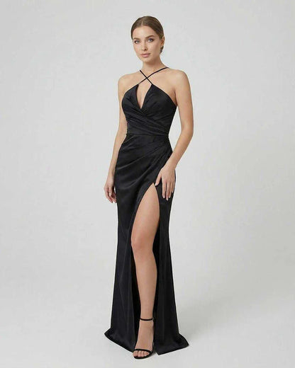 Black Velvet Bodycon Wrap Neck Sleeveless Maxi Dress | Formal Occasions, Cocktail Parties & Bridal Showers, front view | Ramb | SKU: NMD-58421-black-L-4567-8294,NMD-58421-black-M-2817-2339,NMD-58421-black-S-4432-6353,NMD-58421-black-XL-8310-2367,NMD-58421-black-XS-7305-1798
