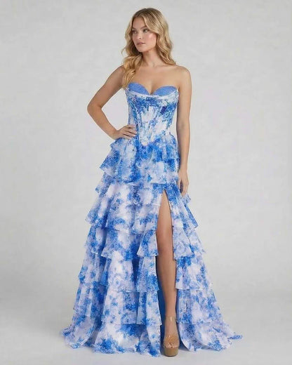 Blue Satin Bodycon Strapless Maxi Dress | Wedding Guest, front view | Ramblion | SKU: AMX-562718394-blue-L-7863,AMX-562718394-blue-M-6424,AMX-562718394-blue-S-8472,AMX-562718394-blue-XL-1518,AMX-562718394-blue-XS-6404