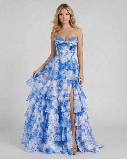 Blue Satin Bodycon Strapless Maxi Dress | Wedding Guest, front view | Ramblion | SKU: AMX-562718394-blue-L-7863,AMX-562718394-blue-M-6424,AMX-562718394-blue-S-8472,AMX-562718394-blue-XL-1518,AMX-562718394-blue-XS-6404