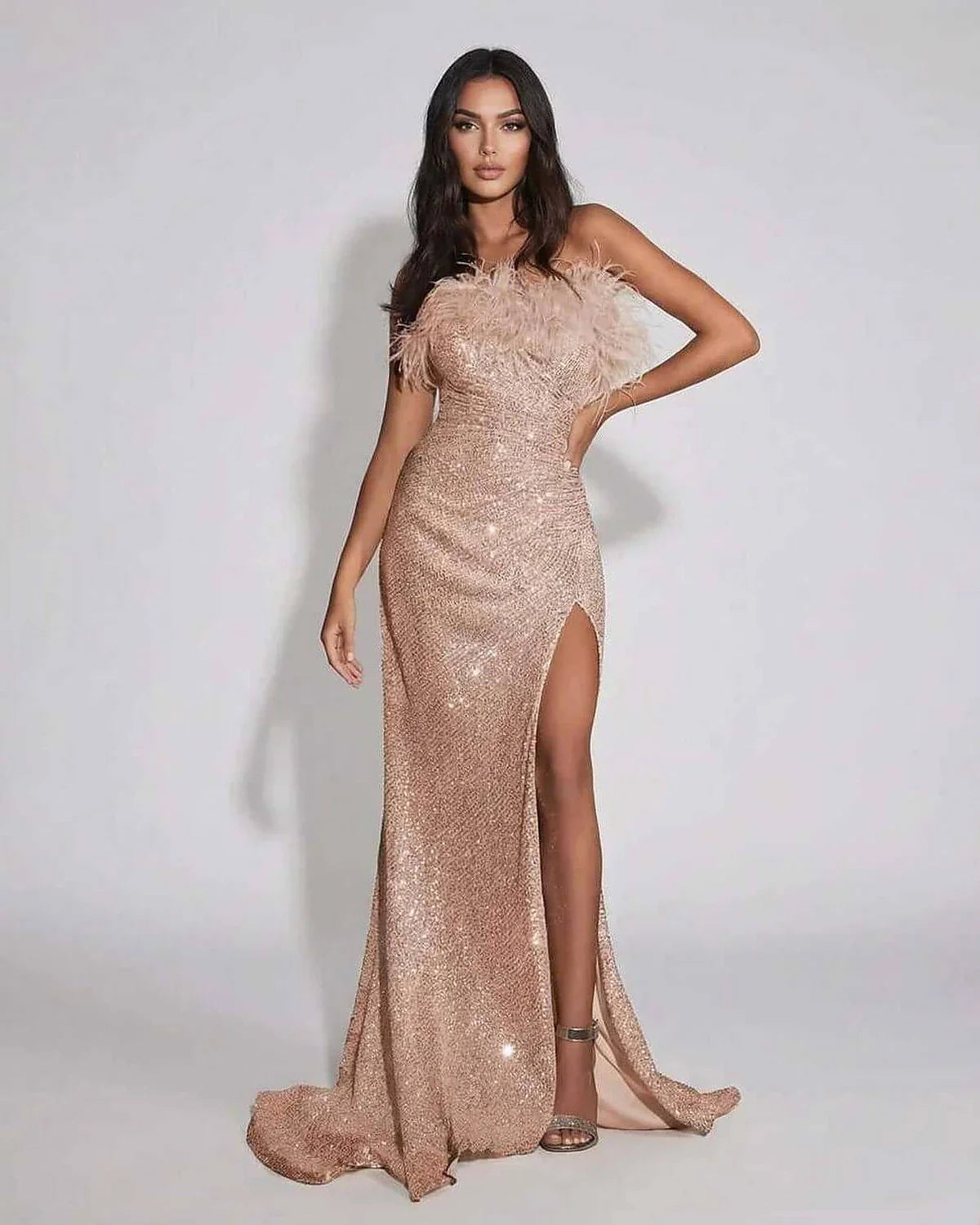 Blush Gown Round Neck Sleeveless Maxi Dress | Prom & Celebrations, front view | Ramblion | SKU: BLD-38176-blush-L-6936,BLD-38176-blush-M-8824,BLD-38176-blush-S-2918,BLD-38176-blush-XL-7691,BLD-38176-blush-XS-8556