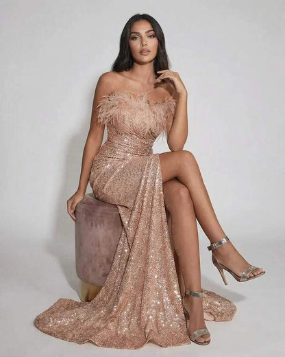 Blush Gown Round Neck Sleeveless Maxi Dress | Prom & Celebrations, front view | Ramblion | SKU: BLD-38176-blush-L-6936,BLD-38176-blush-M-8824,BLD-38176-blush-S-2918,BLD-38176-blush-XL-7691,BLD-38176-blush-XS-8556