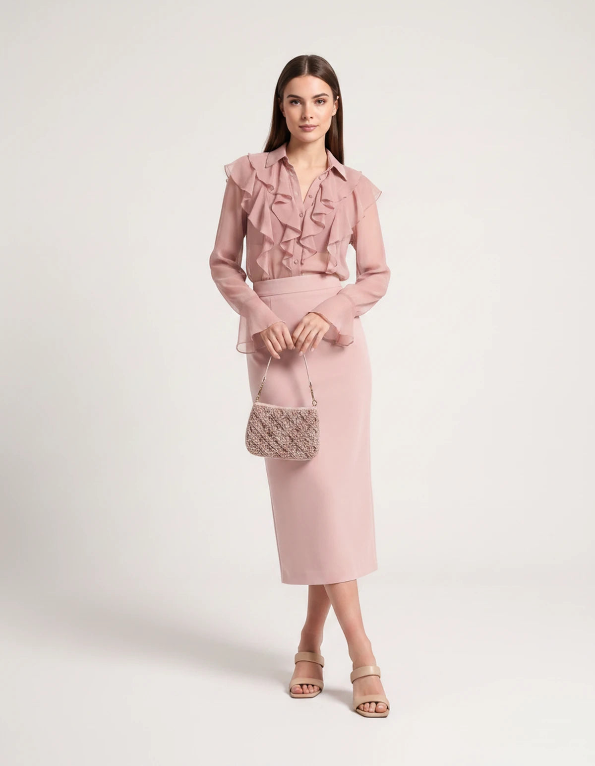 Briony Midi Dresses — 01 Pink | SKU: RB-ed3ad3-01pink-XS,RB-ed3ad3-01pink-S,RB-ed3ad3-01pink-M,RB-ed3ad3-01pink-L,RB-ed3ad3-01pink-XL