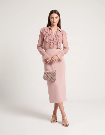Briony Midi Dresses — 01 Pink | SKU: RB-ed3ad3-01pink-XS,RB-ed3ad3-01pink-S,RB-ed3ad3-01pink-M,RB-ed3ad3-01pink-L,RB-ed3ad3-01pink-XL