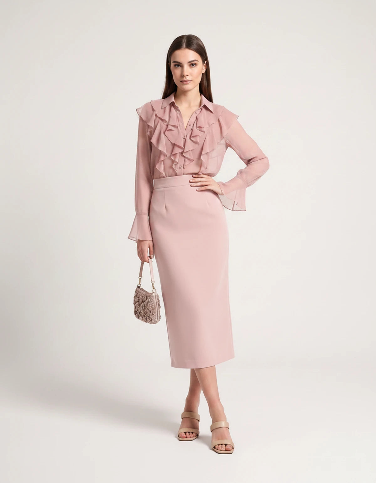 Briony Midi Dresses — 01 Pink | SKU: RB-ed3ad3-01pink-XS,RB-ed3ad3-01pink-S,RB-ed3ad3-01pink-M,RB-ed3ad3-01pink-L,RB-ed3ad3-01pink-XL