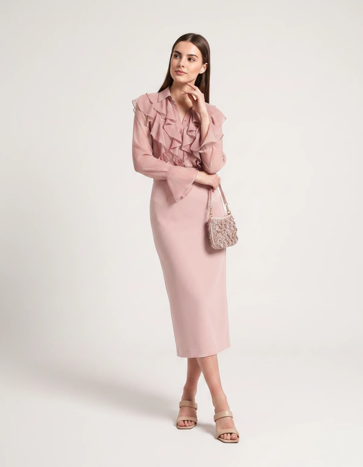 Briony Midi Dresses — 01 Pink | SKU: RB-ed3ad3-01pink-XS,RB-ed3ad3-01pink-S,RB-ed3ad3-01pink-M,RB-ed3ad3-01pink-L,RB-ed3ad3-01pink-XL