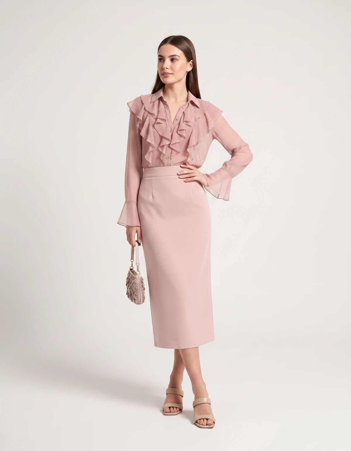 Briony Midi Dresses — 01 Pink | SKU: RB-ed3ad3-01pink-XS,RB-ed3ad3-01pink-S,RB-ed3ad3-01pink-M,RB-ed3ad3-01pink-L,RB-ed3ad3-01pink-XL