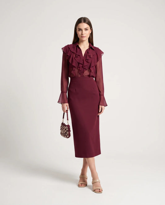 Briony Midi Dresses — 02 Wine Red
