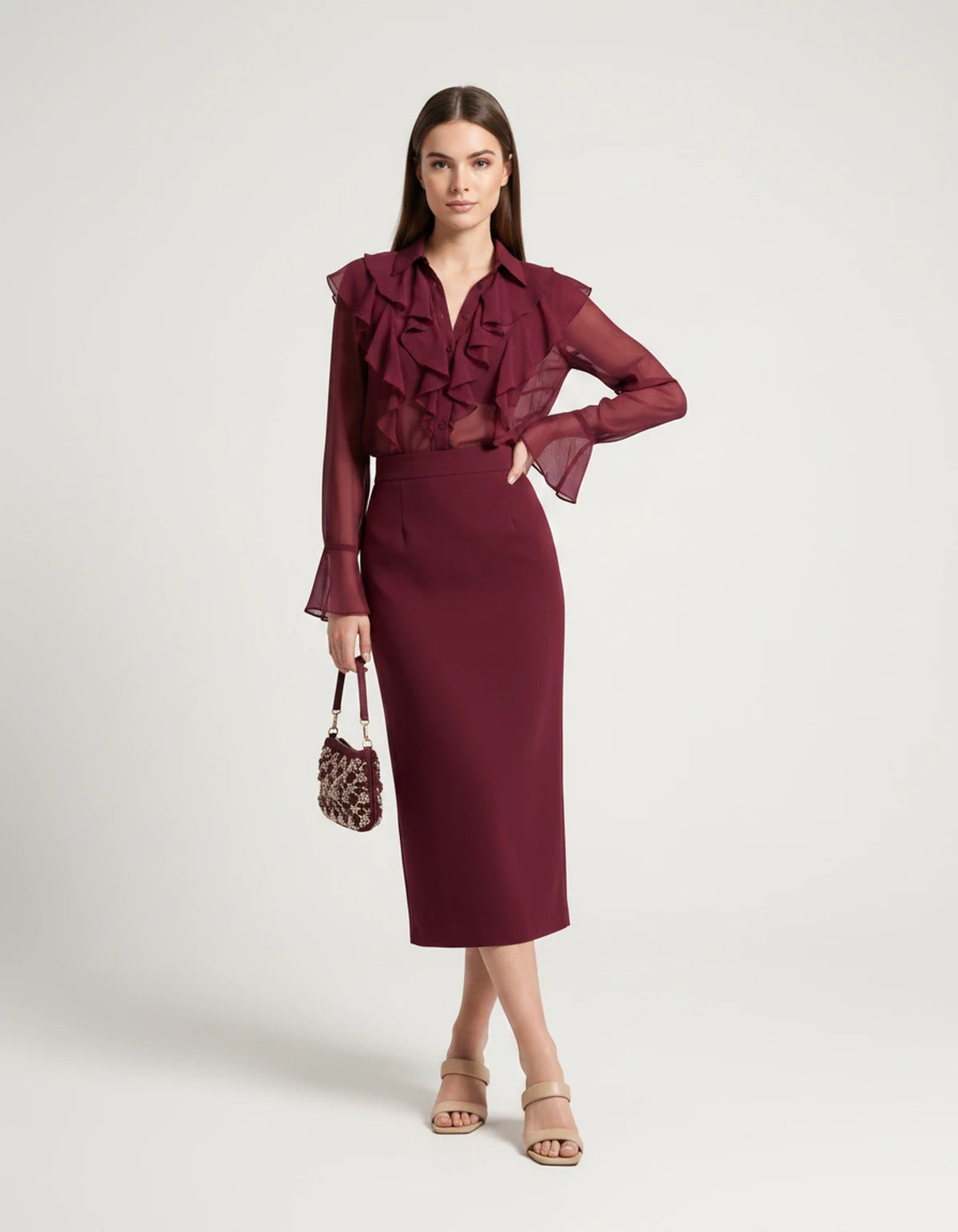 Briony Midi Dresses — 02 Wine Red | SKU: RB-ed3ad3-02wine69-XS,RB-ed3ad3-02wine69-S,RB-ed3ad3-02wine69-M,RB-ed3ad3-02wine69-L,RB-ed3ad3-02wine69-XL