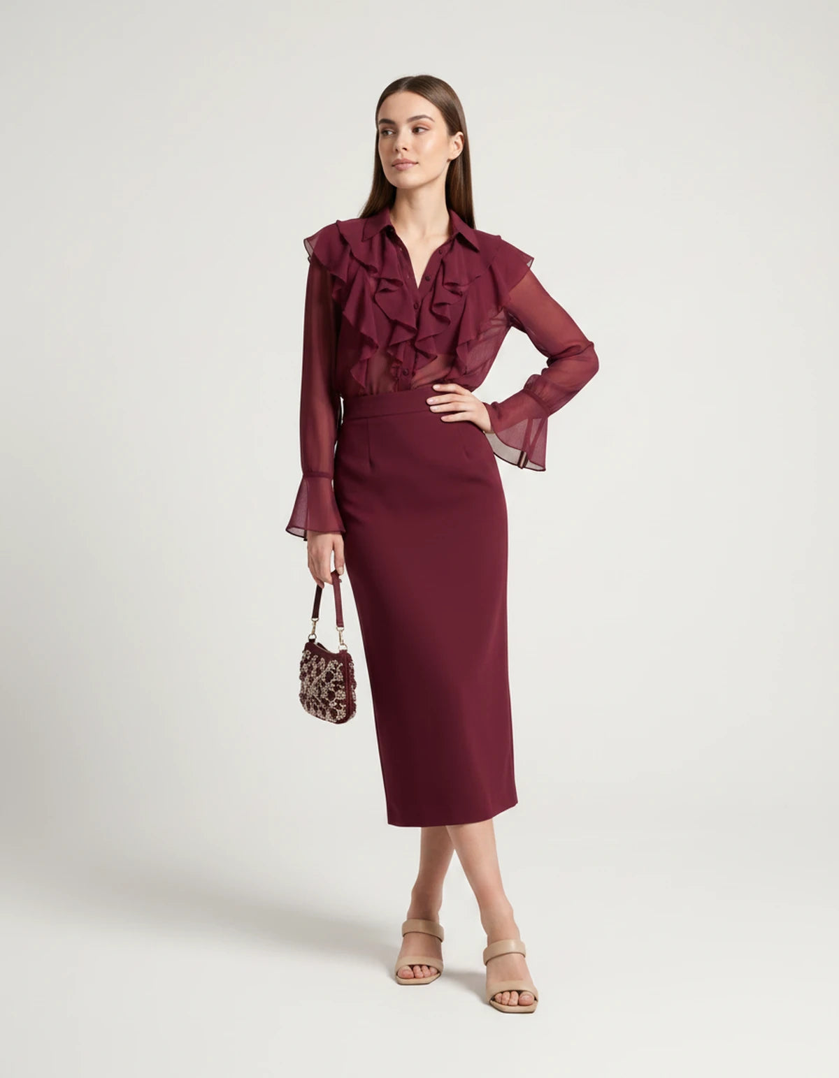 Briony Midi Dresses — 02 Wine Red | SKU: RB-ed3ad3-02wine69-XS,RB-ed3ad3-02wine69-S,RB-ed3ad3-02wine69-M,RB-ed3ad3-02wine69-L,RB-ed3ad3-02wine69-XL