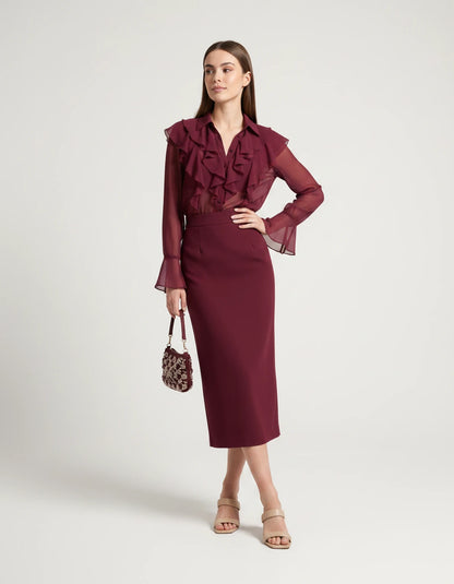 Briony Midi Dresses — 02 Wine Red | SKU: RB-ed3ad3-02wine69-XS,RB-ed3ad3-02wine69-S,RB-ed3ad3-02wine69-M,RB-ed3ad3-02wine69-L,RB-ed3ad3-02wine69-XL