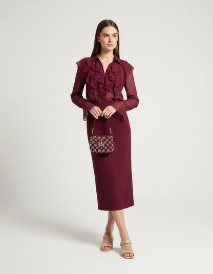Briony Midi Dresses — 02 Wine Red | SKU: RB-ed3ad3-02wine69-XS,RB-ed3ad3-02wine69-S,RB-ed3ad3-02wine69-M,RB-ed3ad3-02wine69-L,RB-ed3ad3-02wine69-XL