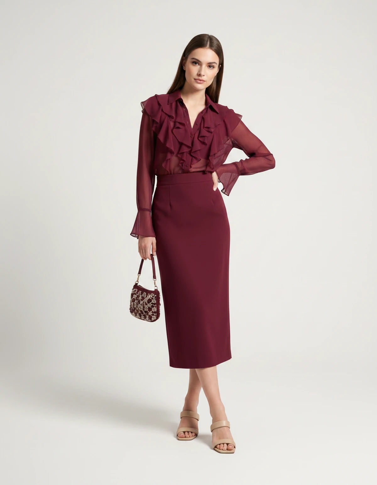 Briony Midi Dresses — 02 Wine Red | SKU: RB-ed3ad3-02wine69-XS,RB-ed3ad3-02wine69-S,RB-ed3ad3-02wine69-M,RB-ed3ad3-02wine69-L,RB-ed3ad3-02wine69-XL