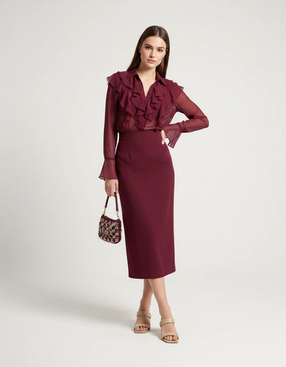 Briony Midi Dresses — 02 Wine Red | SKU: RB-ed3ad3-02wine69-XS,RB-ed3ad3-02wine69-S,RB-ed3ad3-02wine69-M,RB-ed3ad3-02wine69-L,RB-ed3ad3-02wine69-XL