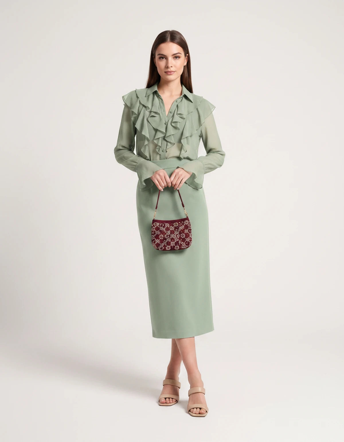 Briony Midi Dresses — 04 Green | SKU: RB-ed3ad3-04green-XS,RB-ed3ad3-04green-S,RB-ed3ad3-04green-M,RB-ed3ad3-04green-L,RB-ed3ad3-04green-XL