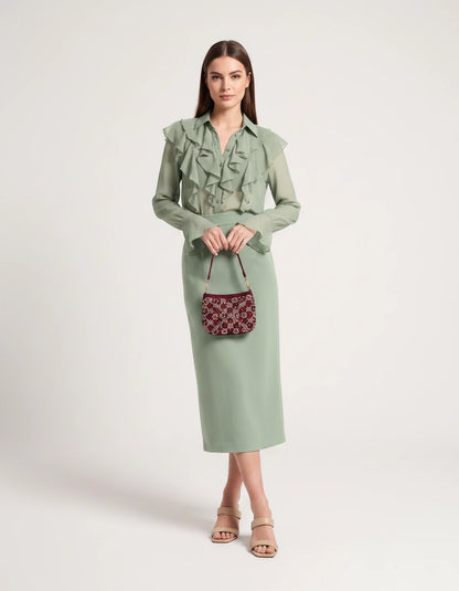 Briony Midi Dresses — 04 Green | SKU: RB-ed3ad3-04green-XS,RB-ed3ad3-04green-S,RB-ed3ad3-04green-M,RB-ed3ad3-04green-L,RB-ed3ad3-04green-XL