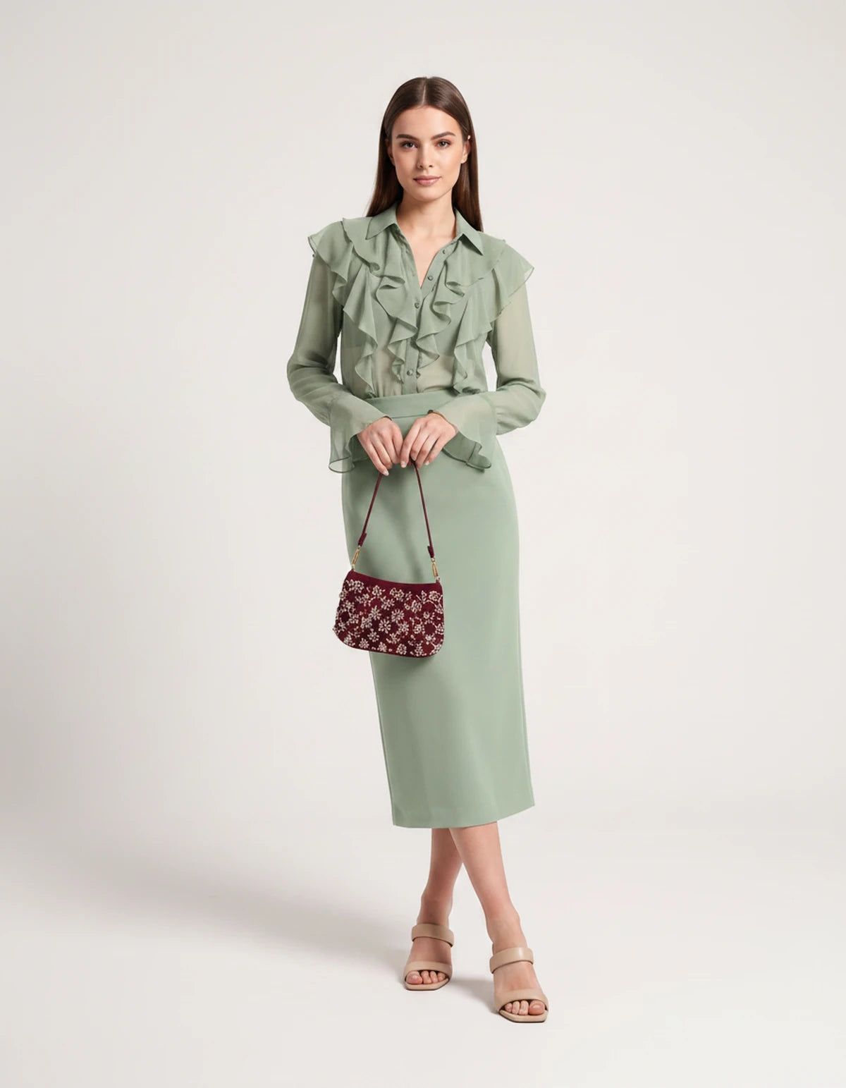 Briony Midi Dresses — 04 Green | SKU: RB-ed3ad3-04green-XS,RB-ed3ad3-04green-S,RB-ed3ad3-04green-M,RB-ed3ad3-04green-L,RB-ed3ad3-04green-XL