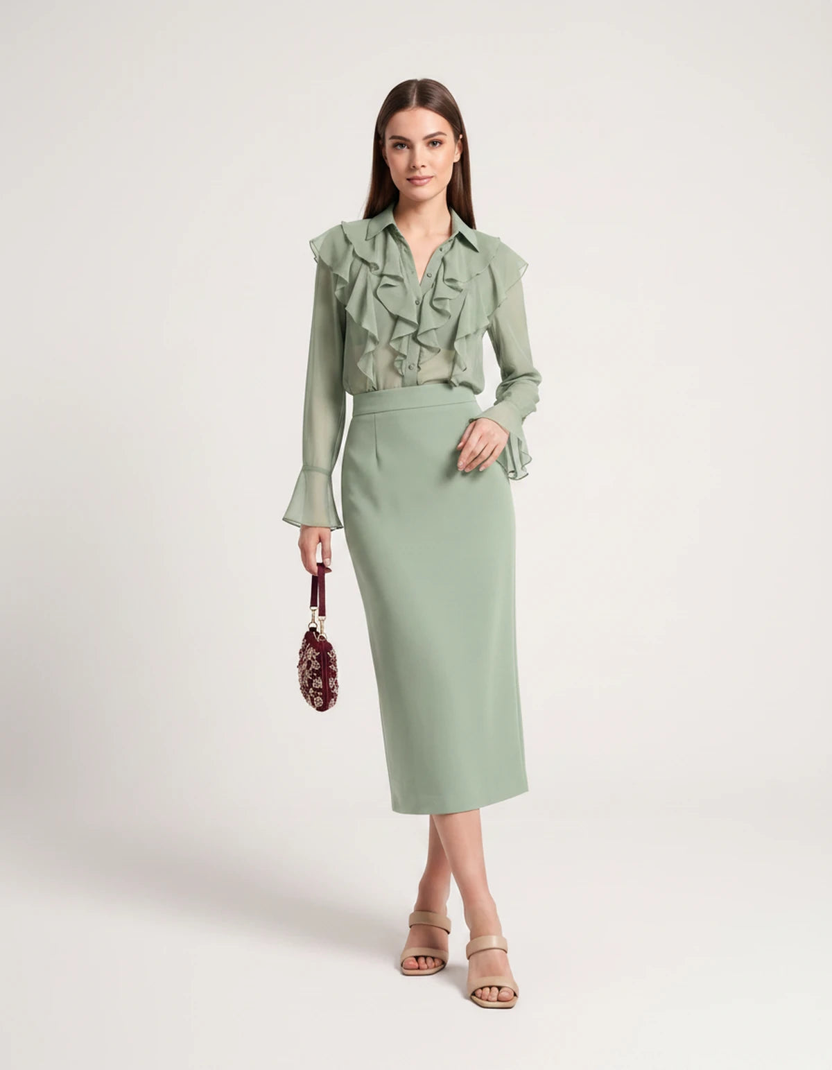 Briony Midi Dresses — 04 Green | SKU: RB-ed3ad3-04green-XS,RB-ed3ad3-04green-S,RB-ed3ad3-04green-M,RB-ed3ad3-04green-L,RB-ed3ad3-04green-XL