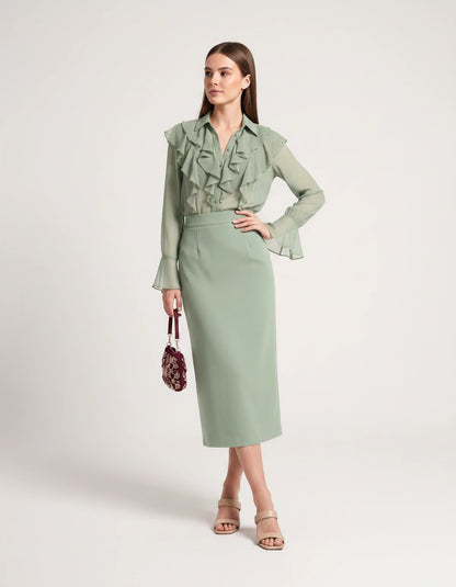 Briony Midi Dresses — 04 Green | SKU: RB-ed3ad3-04green-XS,RB-ed3ad3-04green-S,RB-ed3ad3-04green-M,RB-ed3ad3-04green-L,RB-ed3ad3-04green-XL