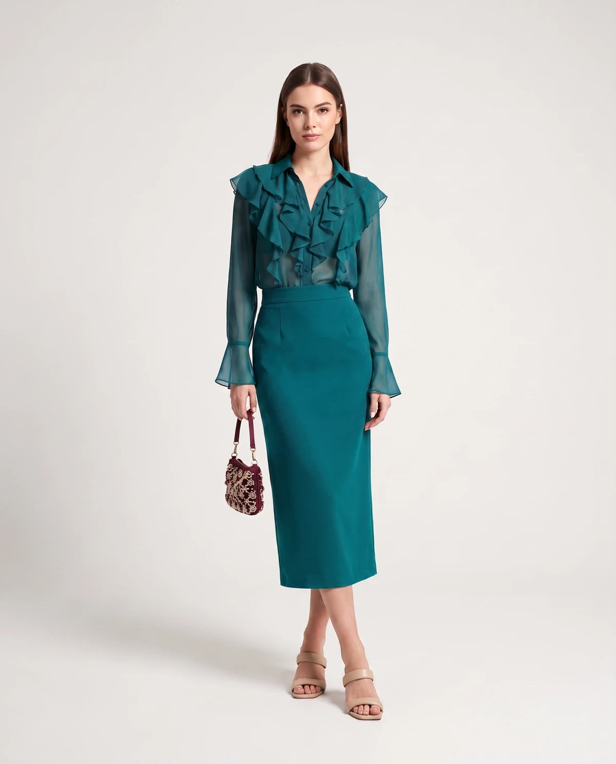 Briony Midi Dresses — Peacock