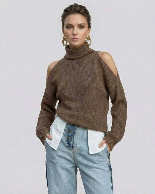 Brown Cotton Sweater, front view | Ramblion