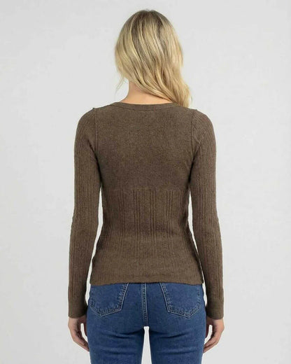 Brown Cotton Top, back view | Ramblion | SKU: MLS-483920174-brown-L-7117,MLS-483920174-brown-M-4397,MLS-483920174-brown-S-7625,MLS-483920174-brown-XL-3546,MLS-483920174-brown-XS-2595
