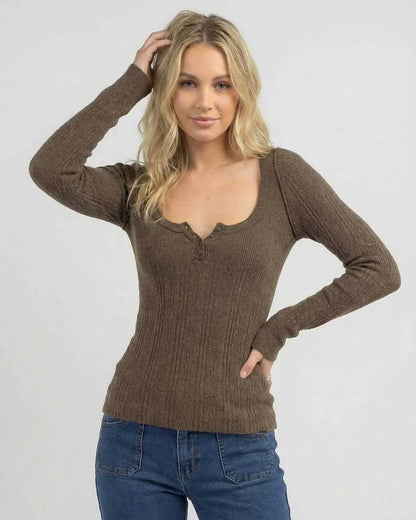 Brown Cotton Top, front view | Ramblion | SKU: MLS-483920174-brown-L-7117,MLS-483920174-brown-M-4397,MLS-483920174-brown-S-7625,MLS-483920174-brown-XL-3546,MLS-483920174-brown-XS-2595
