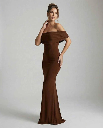 Brown Satin Bodycon Square Neck Sleeveless Maxi Dress | Prom & Party Nights, side view | Ramblion | SKU: CM-983726154-brown-L-6358,CM-983726154-brown-M-6547,CM-983726154-brown-S-4316,CM-983726154-brown-XL-8635,CM-983726154-brown-XS-8784