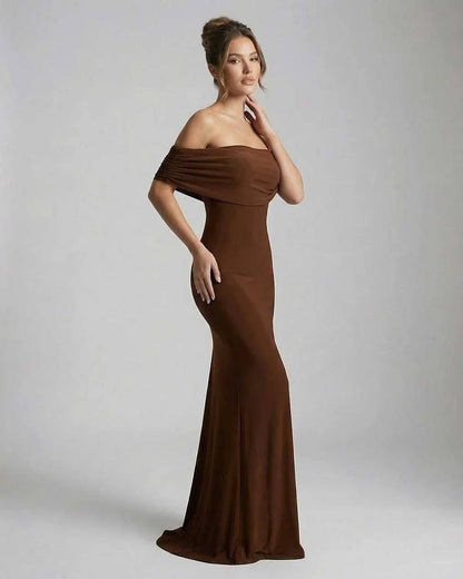 Brown Satin Bodycon Square Neck Sleeveless Maxi Dress | Prom & Party Nights, side view | Ramblion | SKU: CM-983726154-brown-L-6358,CM-983726154-brown-M-6547,CM-983726154-brown-S-4316,CM-983726154-brown-XL-8635,CM-983726154-brown-XS-8784