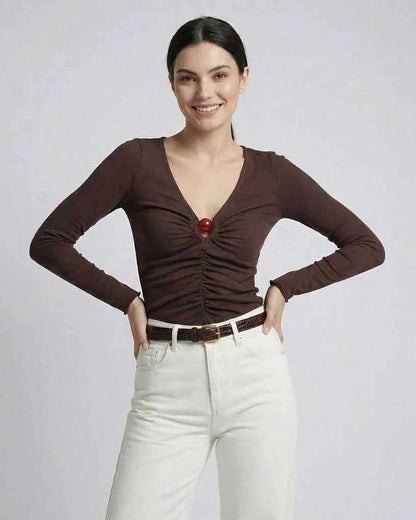 Brown Sleeve, front view | Ramblion | SKU: SL-593847216-brown-L-5142,SL-593847216-brown-M-5936,SL-593847216-brown-S-2988,SL-593847216-brown-XL-1433,SL-593847216-brown-XS-3643