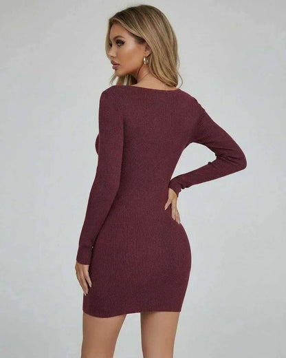 Burgundy Bodycon Round Neck Sleeveless Mini Dress | Gala Nights, Celebrations & Casual Wear, back view | Ramblion | SKU: SMD-482917563-burgundy-L-3152,SMD-482917563-burgundy-M-9972,SMD-482917563-burgundy-S-3837,SMD-482917563-burgundy-XL-6476,SMD-482917563-burgundy-XS-1406